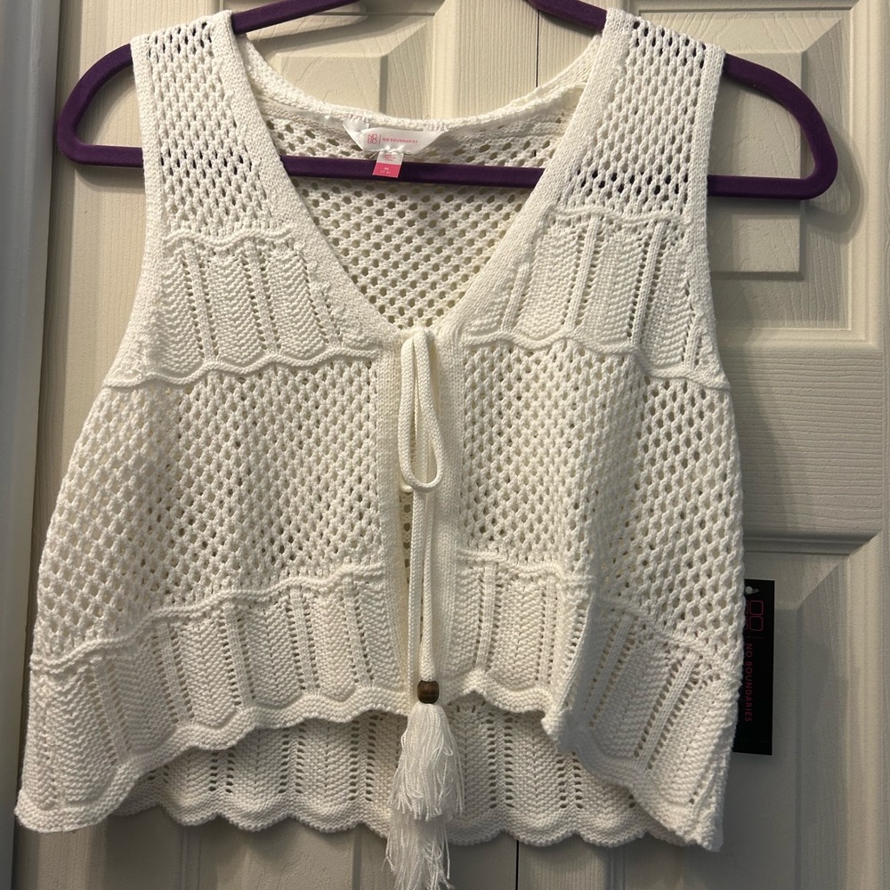 No Boundaries White Knit Vest